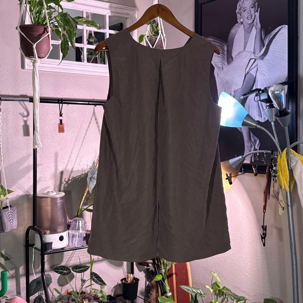 Elegant Essentials Sleeveless V Neck Tunic Dress A Line Taupe Women's - Picture 3 of 7